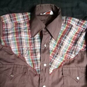Vintage H Bar C Embroidered Plaid Western Pearl Snap Shirt